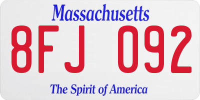 MA license plate 8FJ092