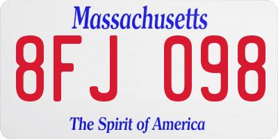 MA license plate 8FJ098