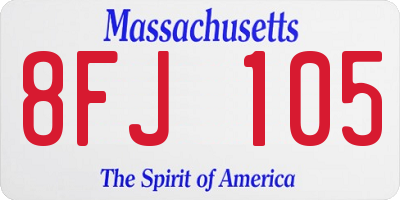 MA license plate 8FJ105