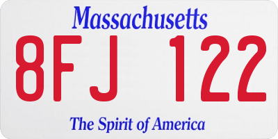 MA license plate 8FJ122