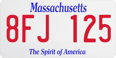 MA license plate 8FJ125
