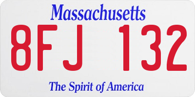MA license plate 8FJ132