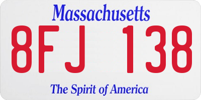 MA license plate 8FJ138