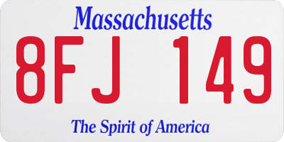MA license plate 8FJ149