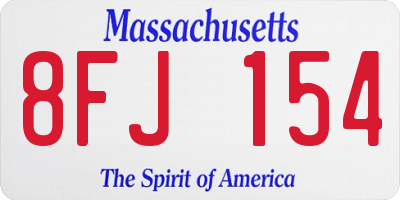 MA license plate 8FJ154