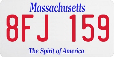 MA license plate 8FJ159