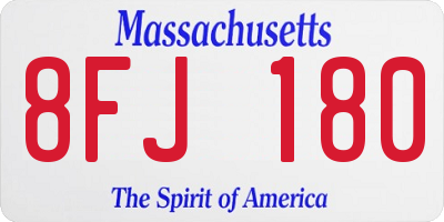 MA license plate 8FJ180