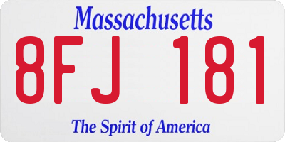 MA license plate 8FJ181