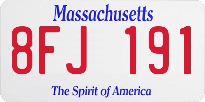 MA license plate 8FJ191