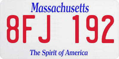 MA license plate 8FJ192