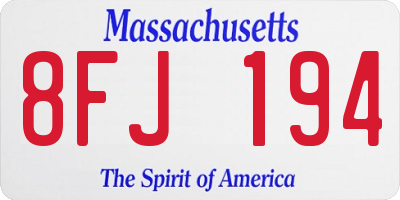 MA license plate 8FJ194