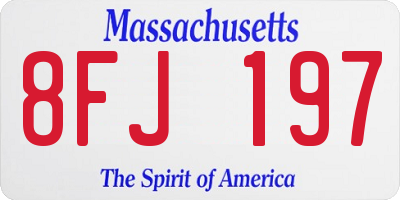 MA license plate 8FJ197