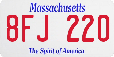 MA license plate 8FJ220