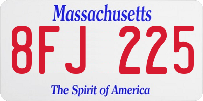 MA license plate 8FJ225