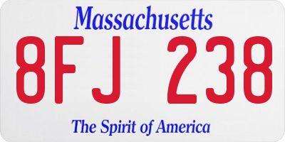 MA license plate 8FJ238