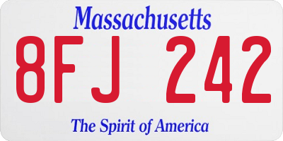 MA license plate 8FJ242