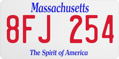 MA license plate 8FJ254