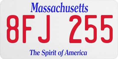 MA license plate 8FJ255