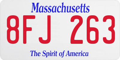 MA license plate 8FJ263