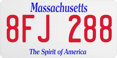 MA license plate 8FJ288