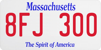 MA license plate 8FJ300