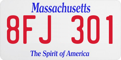 MA license plate 8FJ301