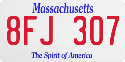 MA license plate 8FJ307