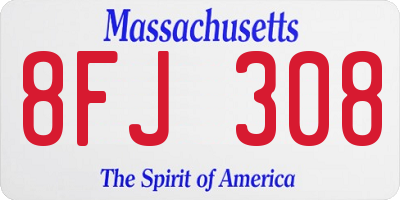 MA license plate 8FJ308