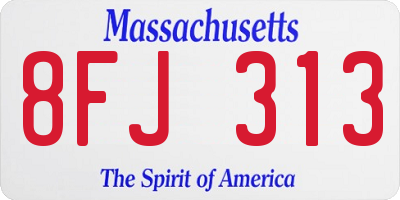 MA license plate 8FJ313