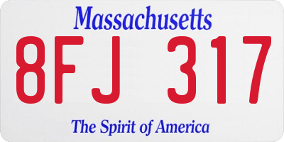 MA license plate 8FJ317