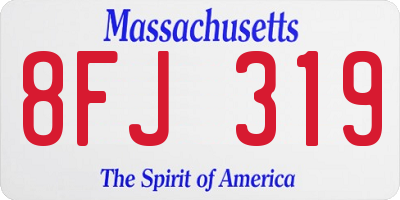 MA license plate 8FJ319