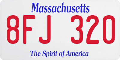 MA license plate 8FJ320