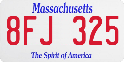 MA license plate 8FJ325