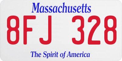MA license plate 8FJ328