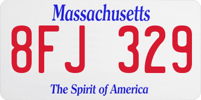MA license plate 8FJ329