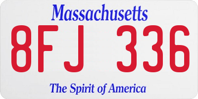 MA license plate 8FJ336