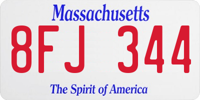 MA license plate 8FJ344