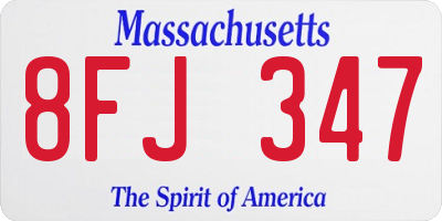 MA license plate 8FJ347