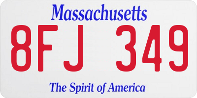 MA license plate 8FJ349