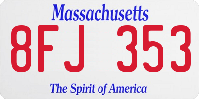 MA license plate 8FJ353