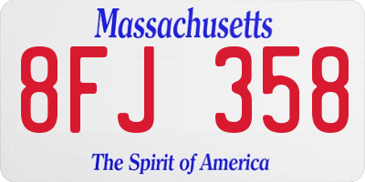 MA license plate 8FJ358