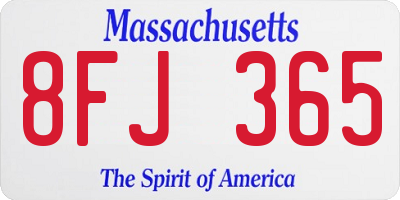 MA license plate 8FJ365