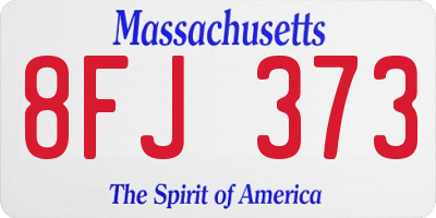 MA license plate 8FJ373