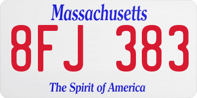 MA license plate 8FJ383