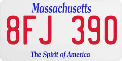 MA license plate 8FJ390