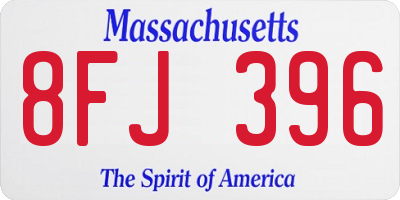 MA license plate 8FJ396