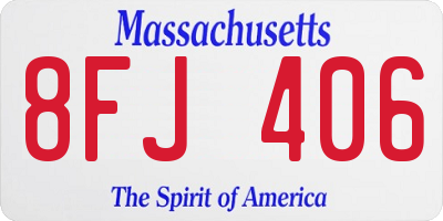MA license plate 8FJ406