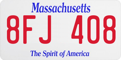MA license plate 8FJ408