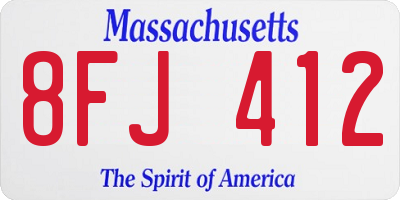 MA license plate 8FJ412