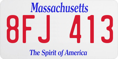 MA license plate 8FJ413